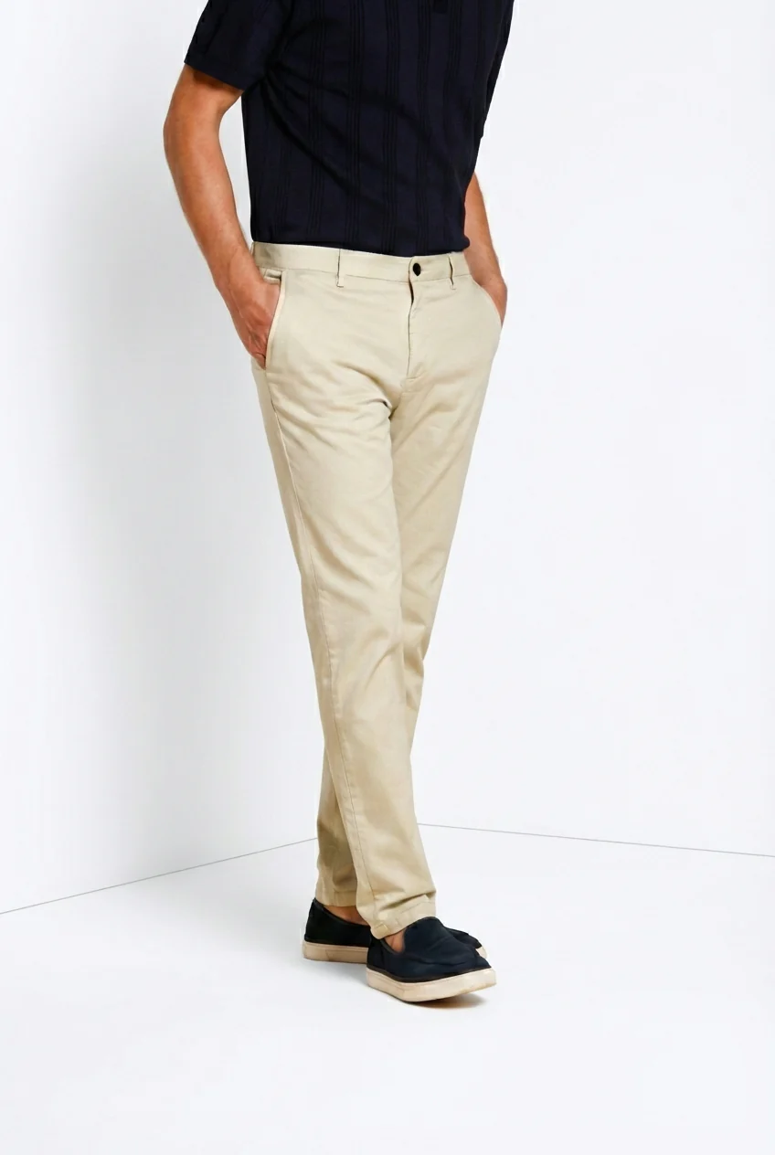 Osaka pantalone chino uomo in tricotina fine di cotone e lyocell carrot fit - Image 4