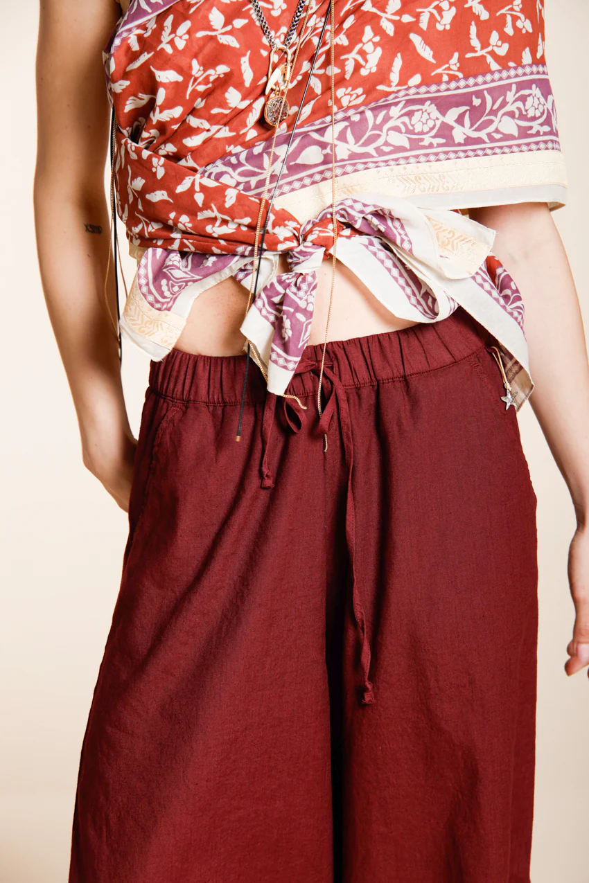 Portofino pantalone chino jogger donna in tela di lino e cotone leggero wide leg - Image 3