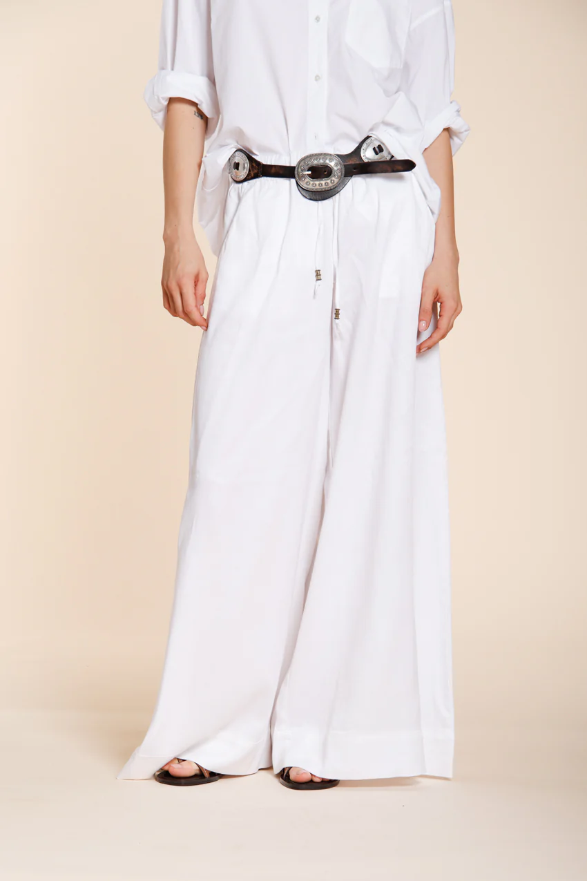 Portofino pantalone chino jogger donna in tela di lino e cotone leggero wide leg - Image 4