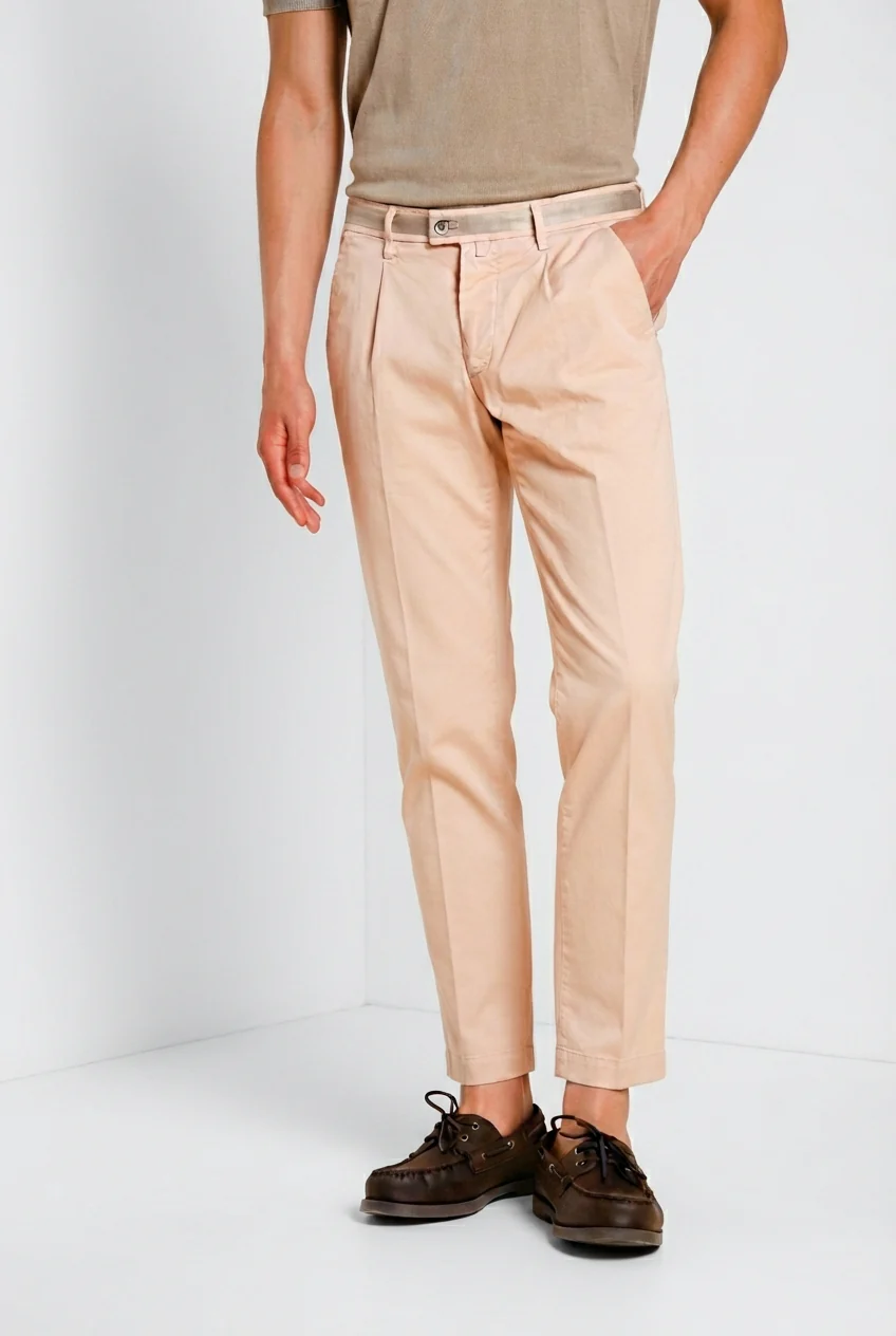 Torino 1 Pinces pantalone chino uomo in gabardina stretch slim fit - Image 3