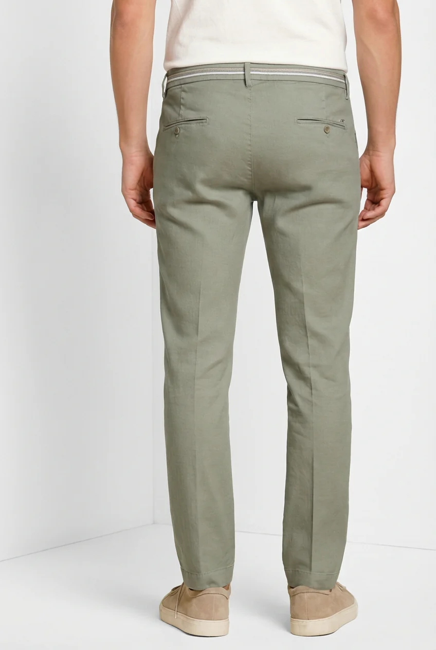 Torino Oxford pantalone chino uomo in twill di lino e cotone slim fit - Image 5