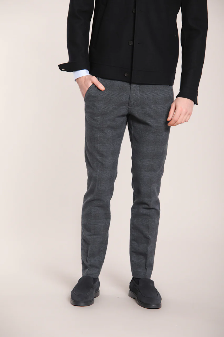 Torino pantalone chino uomo in cotone stretch con fantasia galles sfumato slim fit - Image 3