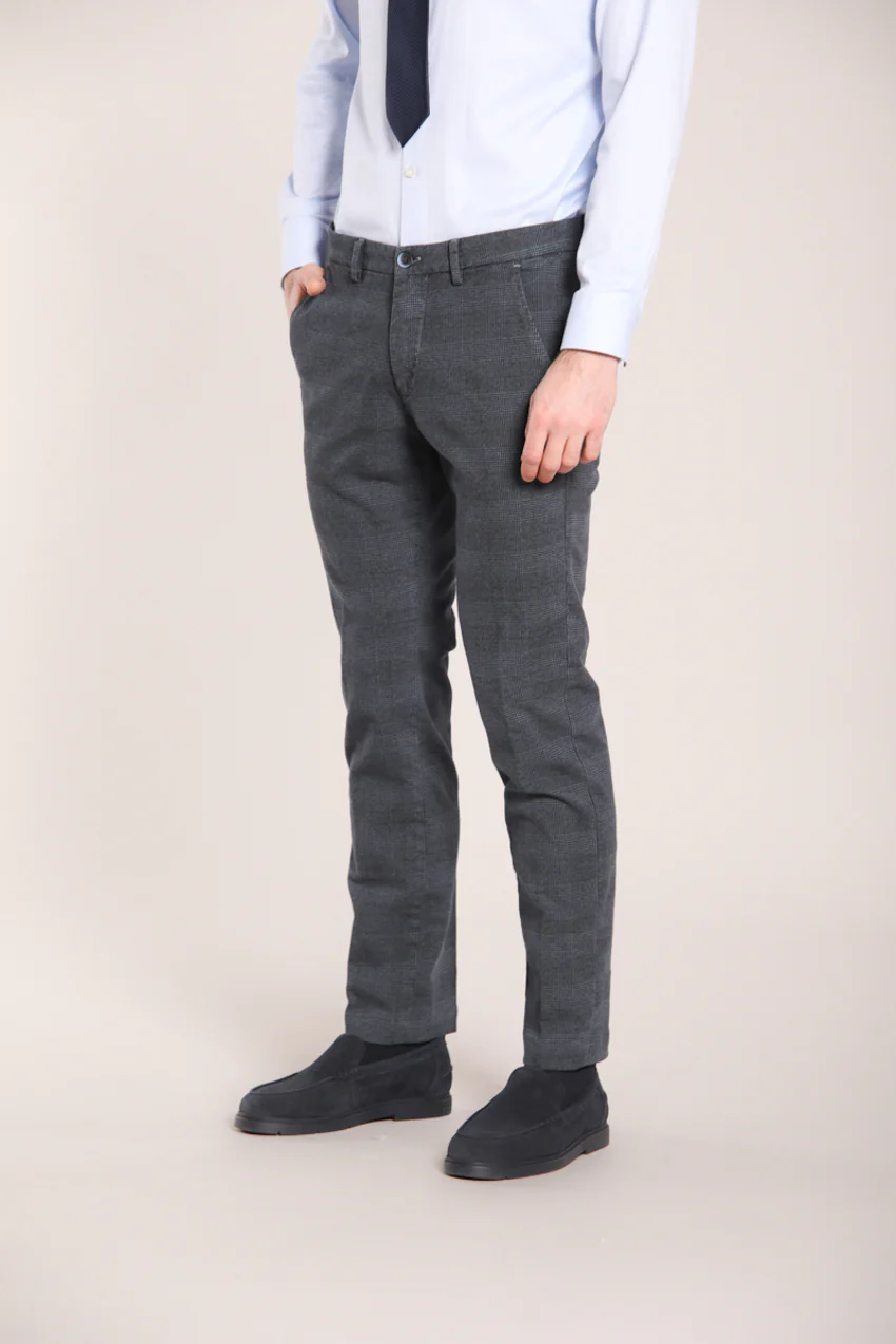 Torino pantalone chino uomo in cotone stretch con fantasia galles sfumato slim fit - Image 4