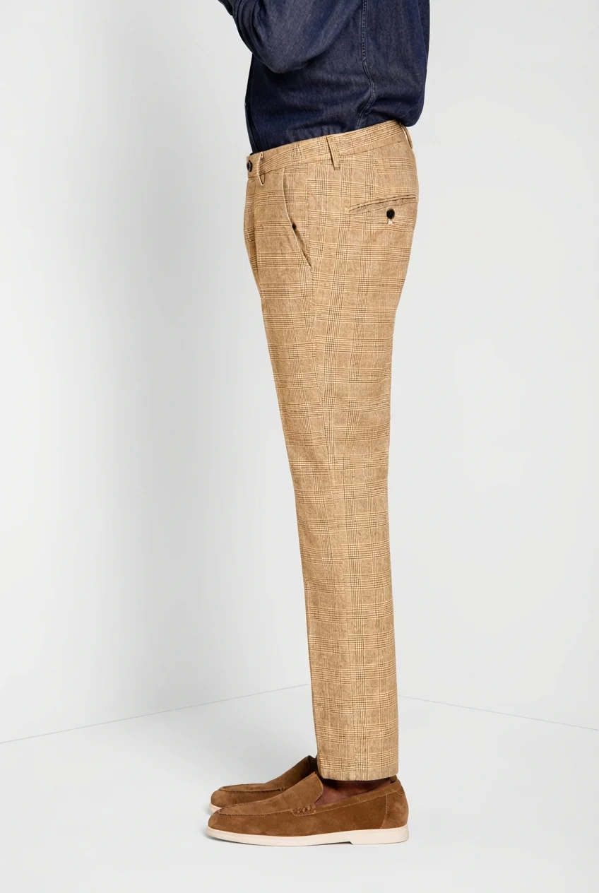 Torino pantalone chino uomo stampa galles con filato moro slim fit - Image 3